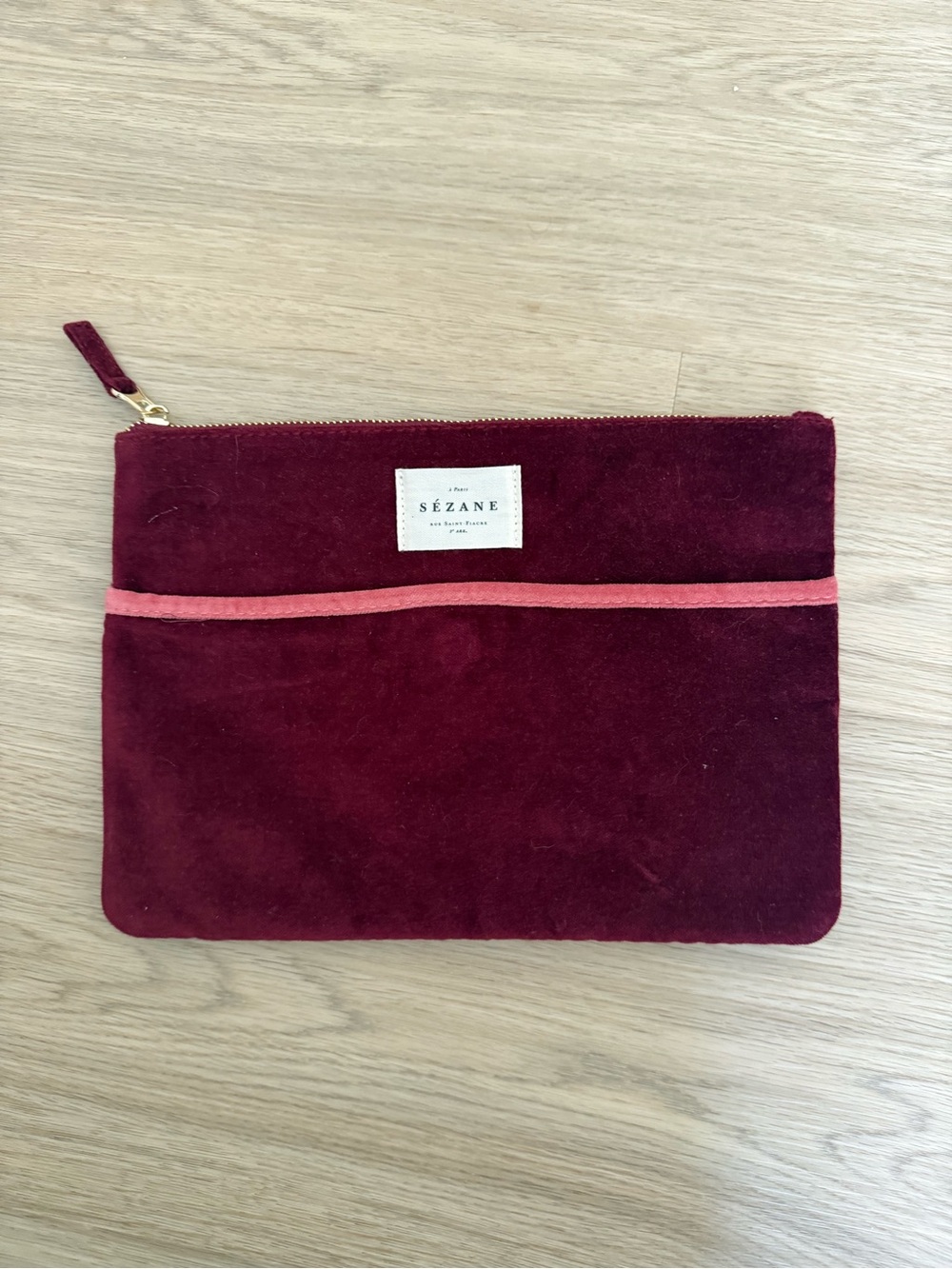 Sezane Velvet Zip Pouch
